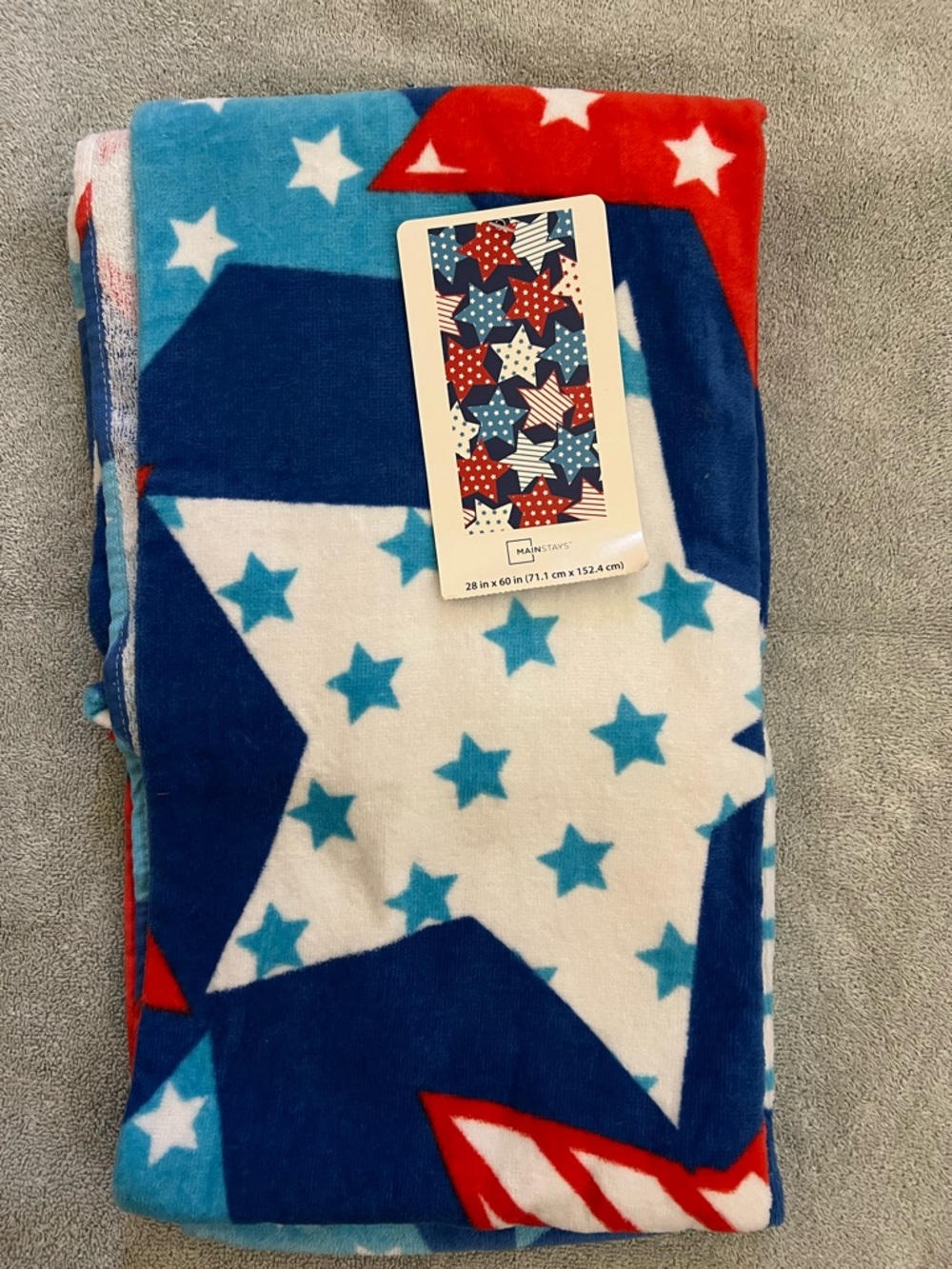 Mainstays Patriotic Star Spangles Red White and Blue Beach Towel